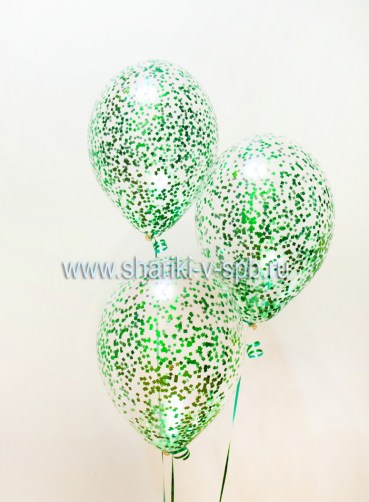 воздушные шарики с зеленым конфетти